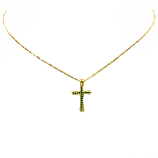 Gold Filled CZ Cross Pendant Necklace