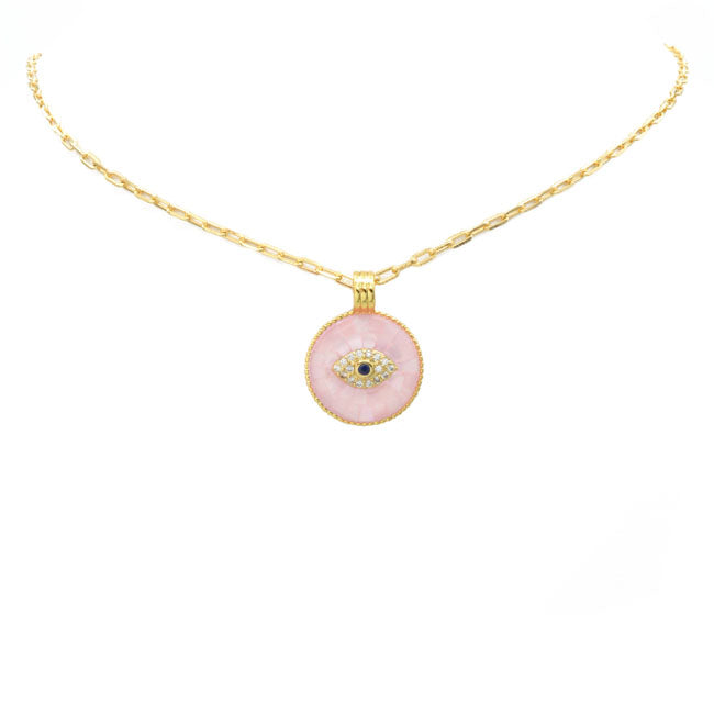 Gold Filled CZ Evil Eye Pendant Necklace