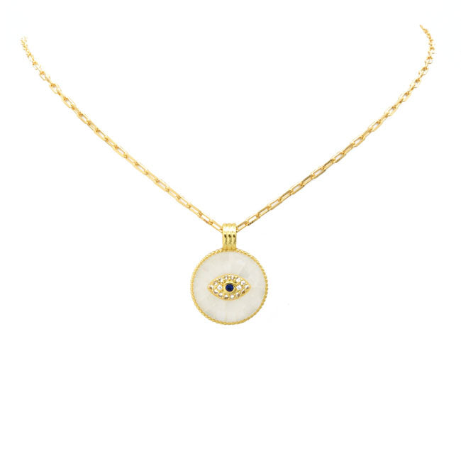 Gold Filled CZ Evil Eye Pendant Necklace