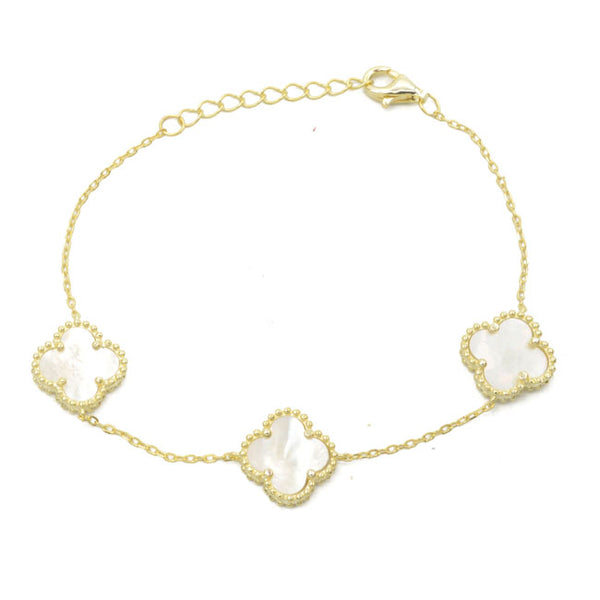 Sterling Silver Gold Plated Clover Bracelet