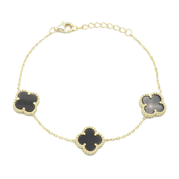 Sterling Silver Gold Plated Clover Bracelet