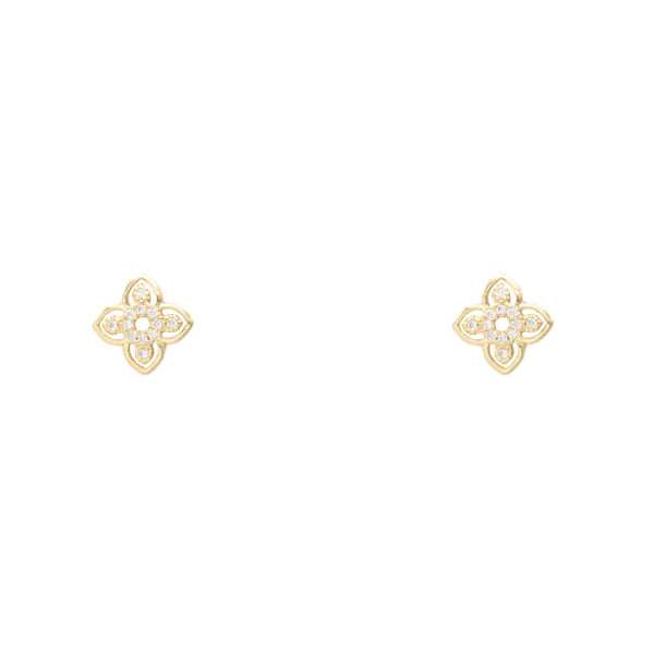 Gold Filled CZ Clover Stud Earring