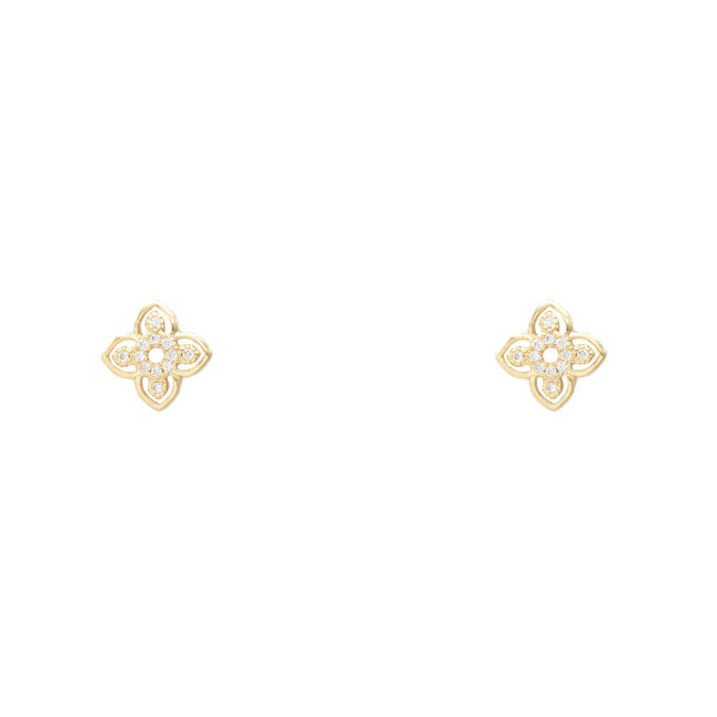 Gold Filled CZ Clover Stud Earring