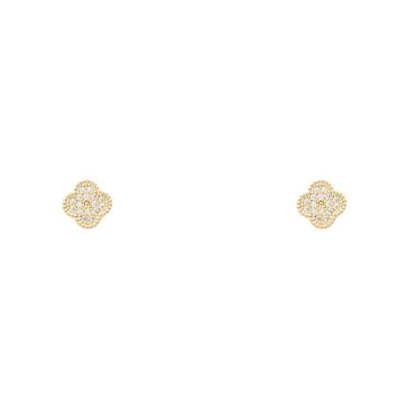 Gold Filled CZ Clover Stud Earring