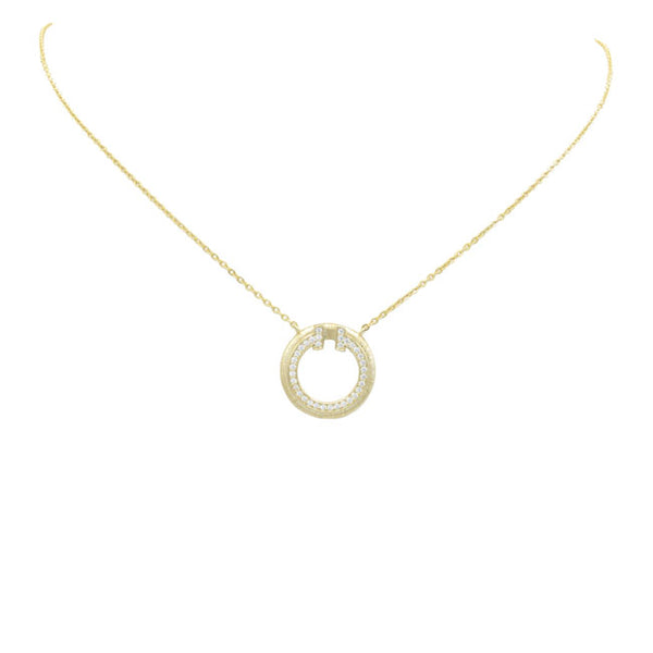 Sterling Silver Gold Plated CZ Open Circle Necklace