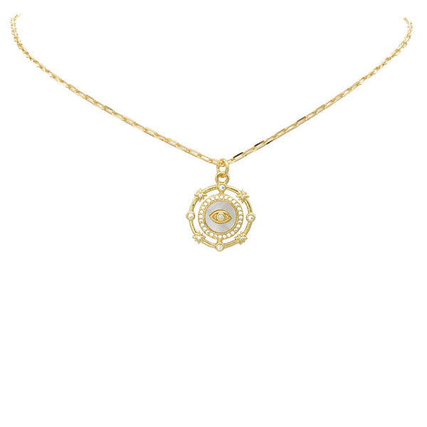 Gold Filled CZ Evil Eye Pendant Necklace