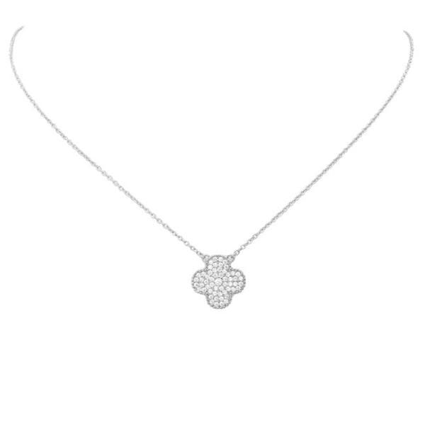 Sterling Silver CZ Clover Necklace