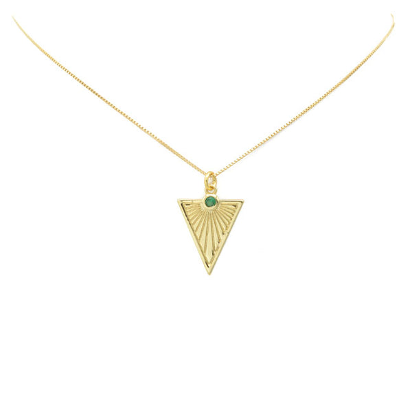 Gold Filled CZ Triangle Pendant Necklace