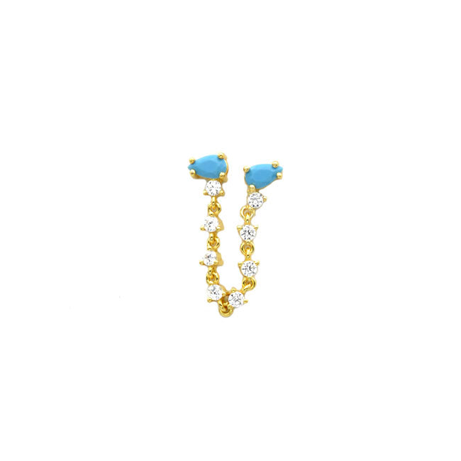 Sterling Silver Gold Plated CZ Double Post Earring