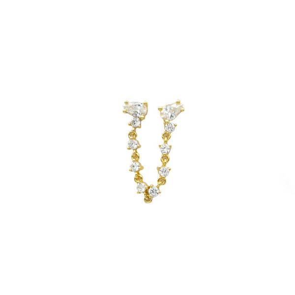 Sterling Silver Gold Plated CZ Double Post Earring