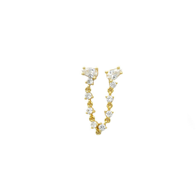 Sterling Silver Gold Plated CZ Double Post Earring