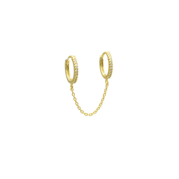 Sterling Silver Gold Plated CZ Double Post Earring