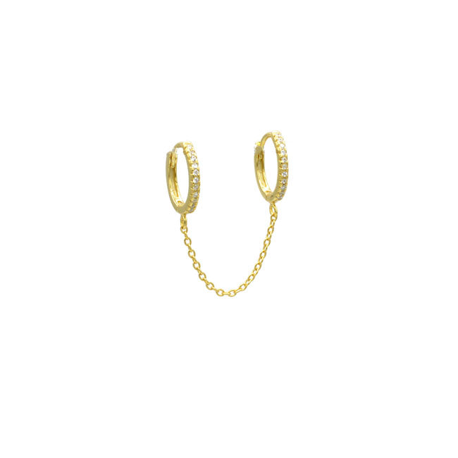 Sterling Silver Gold Plated CZ Double Post Earring