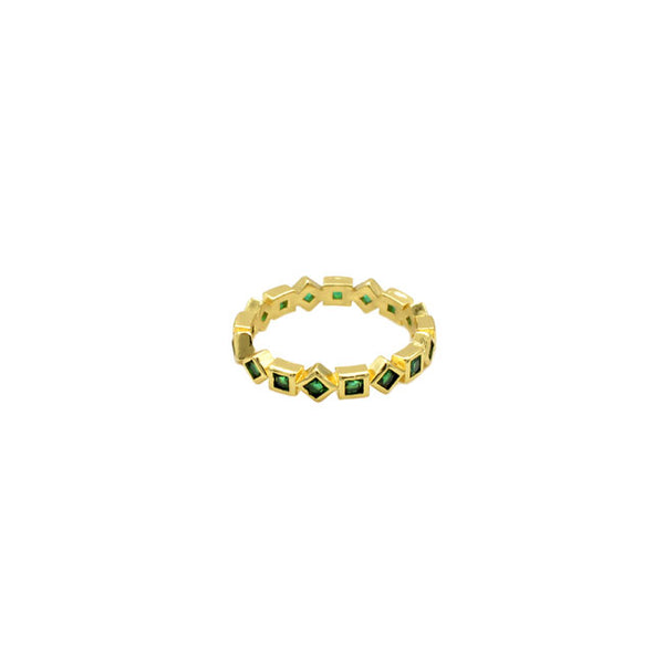 Gold &amp; Emerald CZ Adjustable Ring