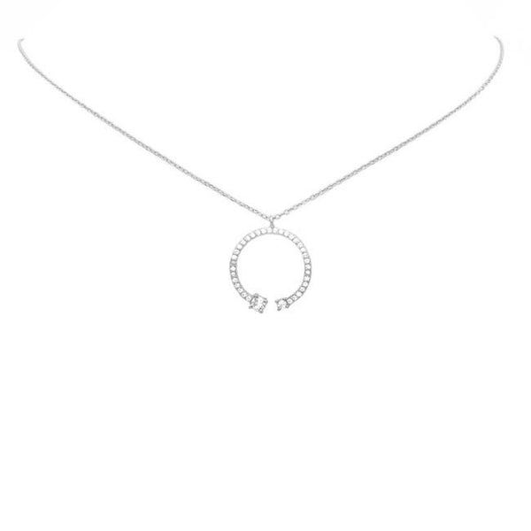 Sterling Silver CZ Open Circle Necklace