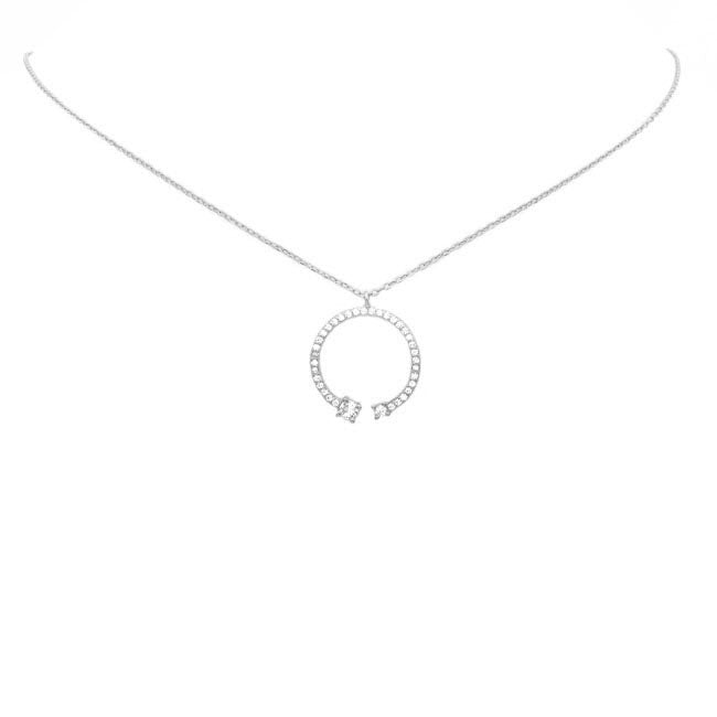 Sterling Silver CZ Open Circle Necklace