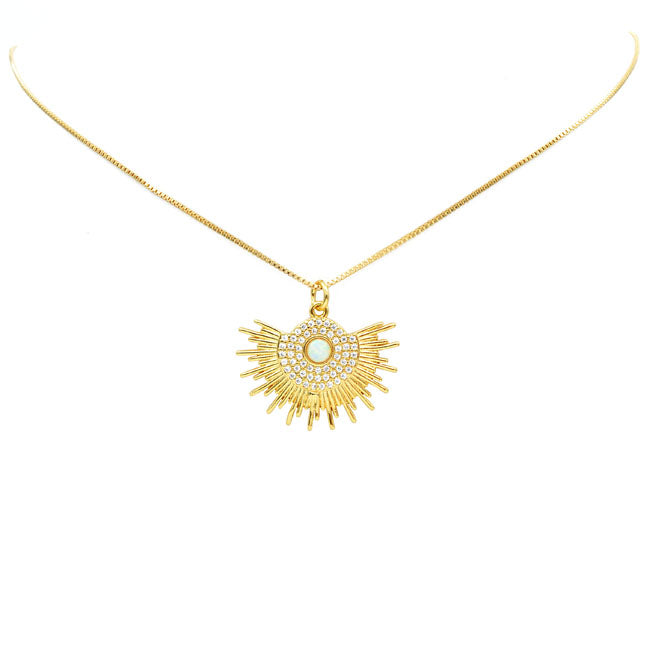 Gold Filled CZ Starburst Pendant Necklace