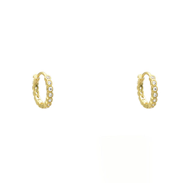 Sterling Silver Gold Plated CZ Huggie Earrings