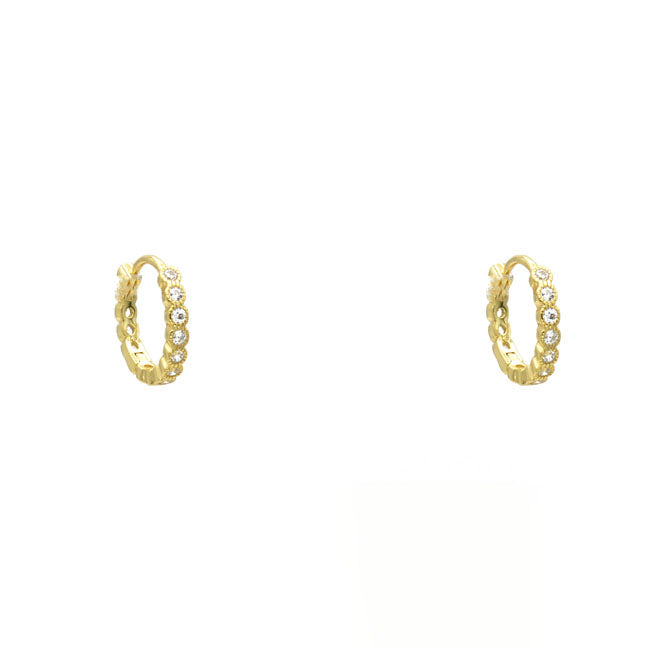 Sterling Silver Gold Plated CZ Huggie Earrings