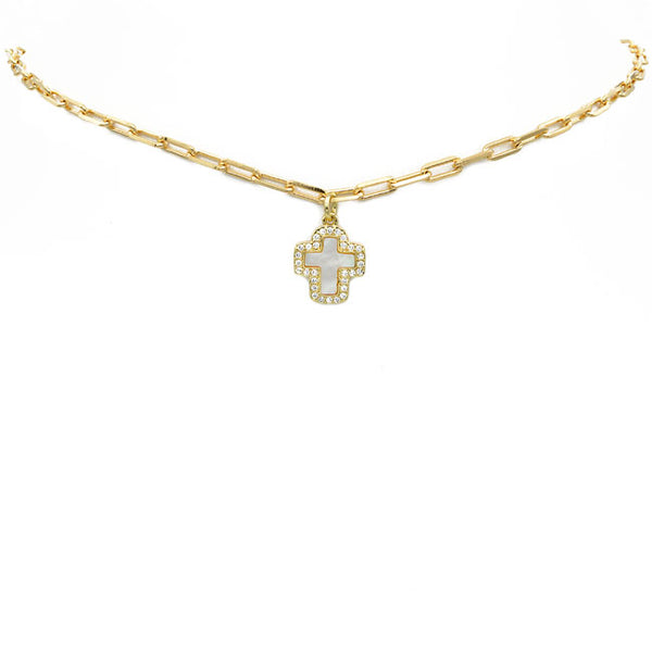 Gold Filled CZ Cross Pendant Necklace