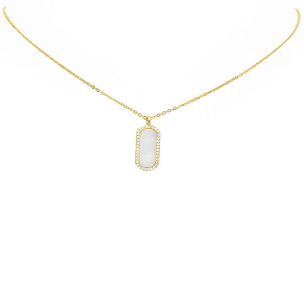 Sterling Silver Gold Plated CZ Bar Necklace