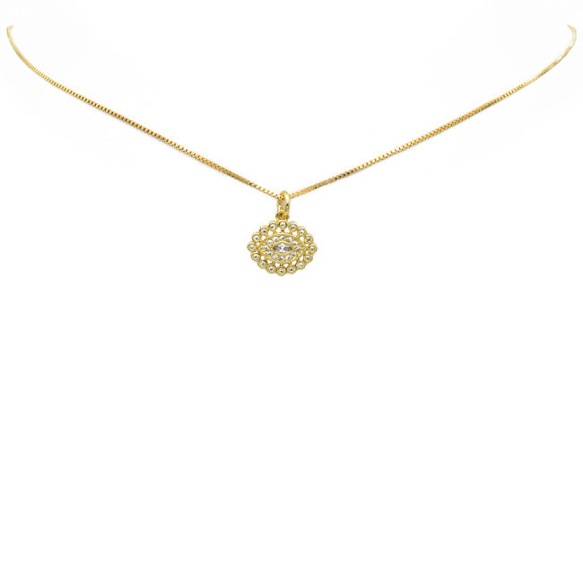 Gold Filled CZ Evil Eye Pendant Necklace