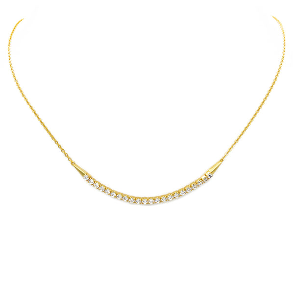 Sterling Silver Gold Plated CZ Bar Necklace