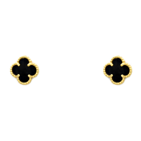 Sterling Silver Gold Plated Clover Stud Earrings