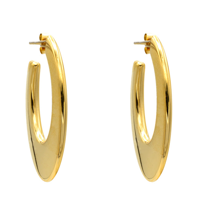 Stainless Steel Gold Oval Hoop Earring