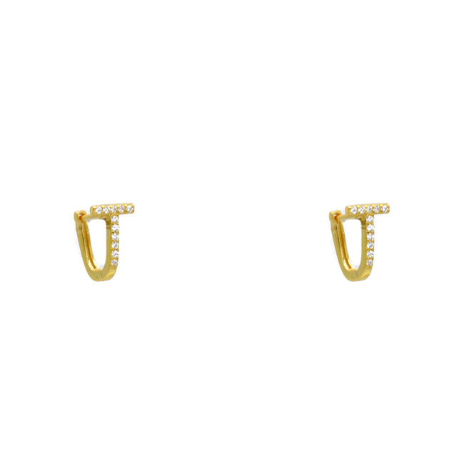 Sterling Silver Gold Plated CZ Huggie Earring