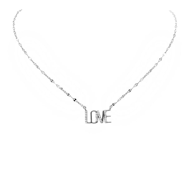 Sterling Silver CZ Love Pendant Necklace