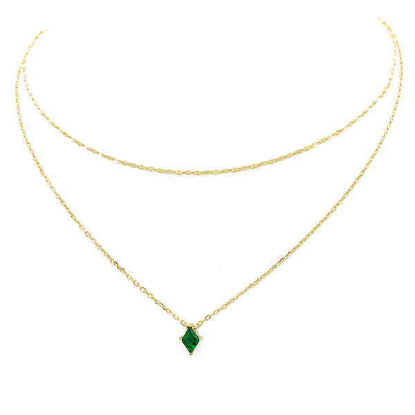 Sterling Silver Gold Plated CZ Layered Necklace
