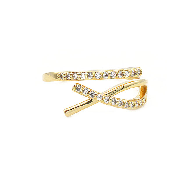 Gold CZ Adjustable Ring