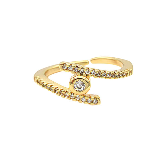 Gold CZ Adjustable Ring