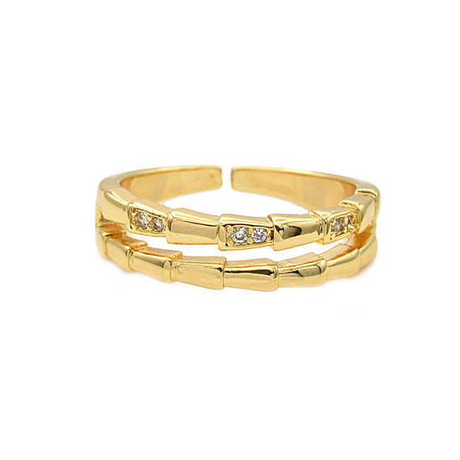 Gold CZ Adjustable Ring