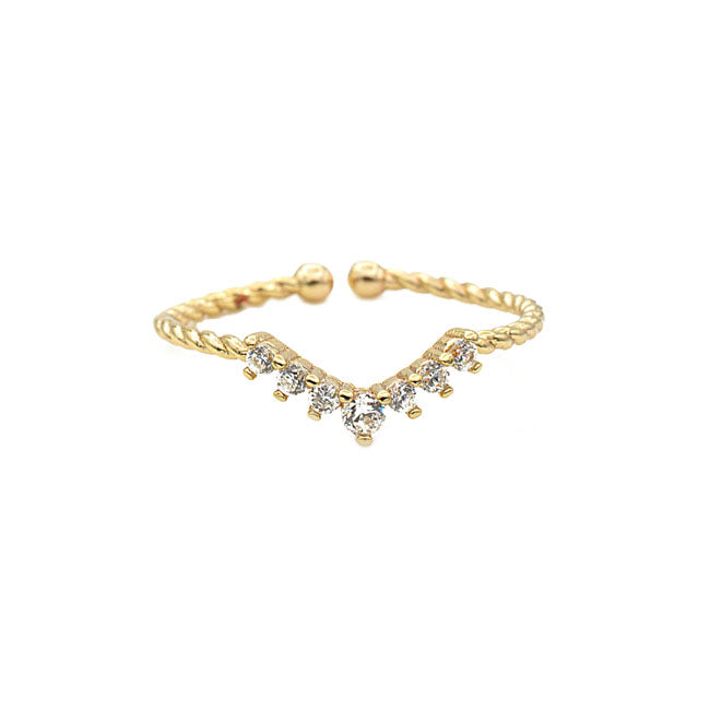 Gold CZ Adjustable Ring