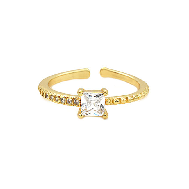 Gold Cubic Zirconia Adjustable Ring