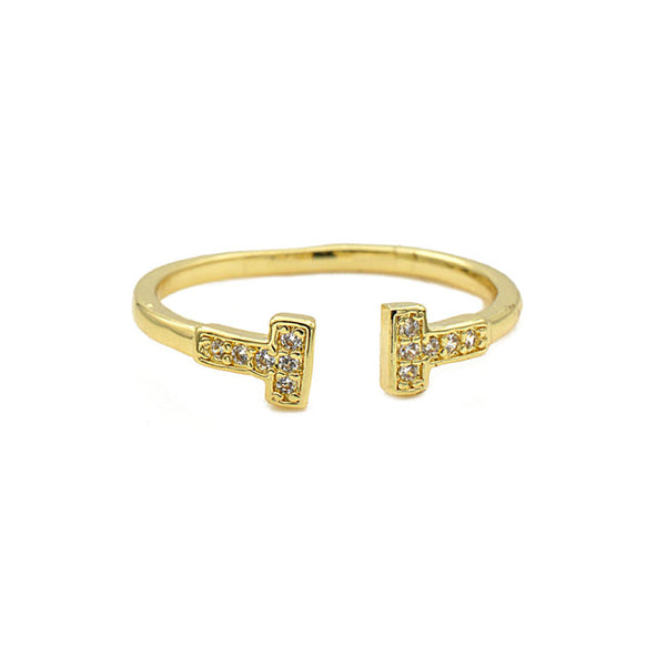 Gold Cubic Zirconia Adjustable Ring