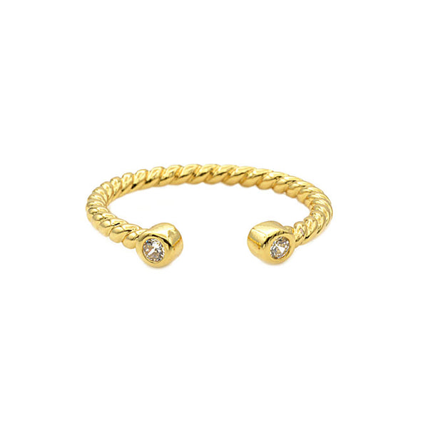 Gold CZ Adjustable Ring