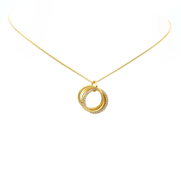 Gold Filled Intertwined Circle CZ Pendant Necklace