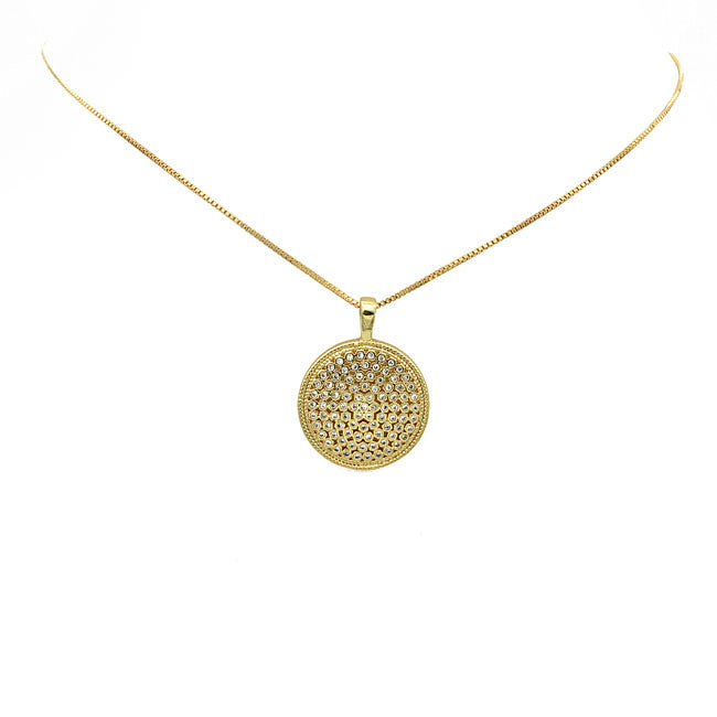 Gold Filled CZ Pave Pendant Necklace