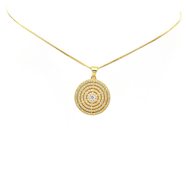 Gold Filled CZ Pave Pendant Necklace