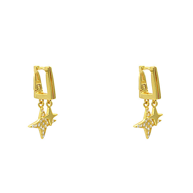 Gold Filled CZ Starburst Dangle Earring