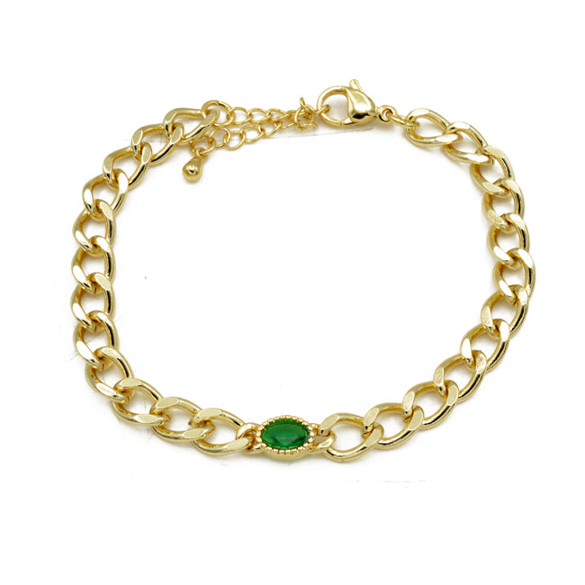 Gold CZ Link Chain Bracelet