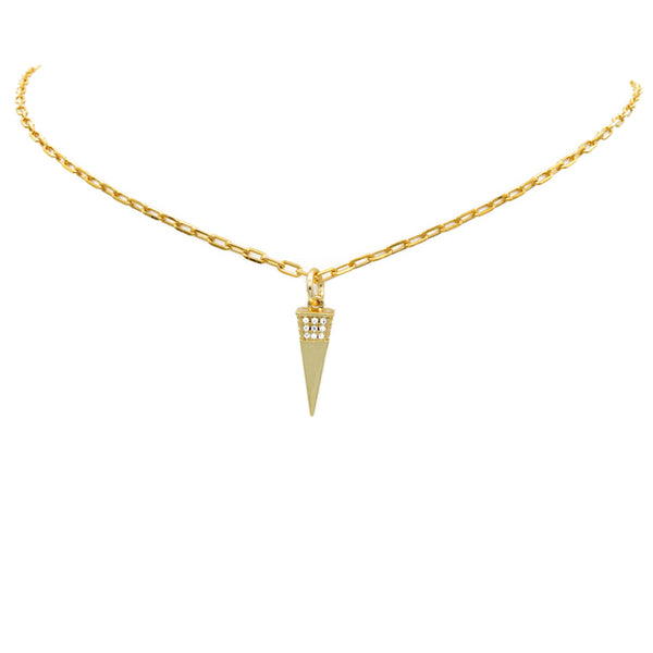 Gold Filled Cubic Zirconia Spike Pendant Necklace