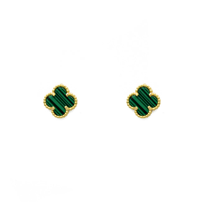 Sterling Silver Gold Plated Clover Stud Earrings