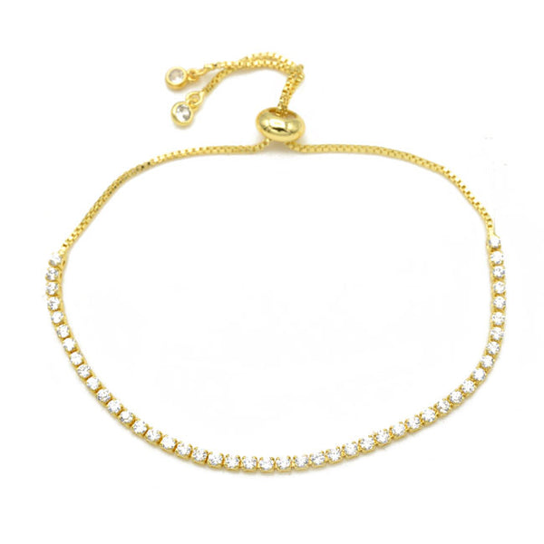 Gold Cubic Zirconia Pull Tie Adjustable Bracelet