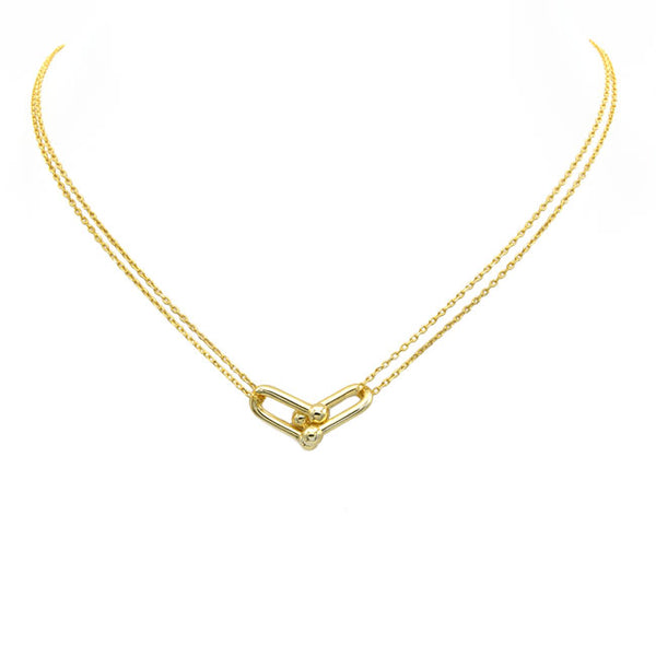 Sterling Silver Gold Plated Link Double Chain Necklace