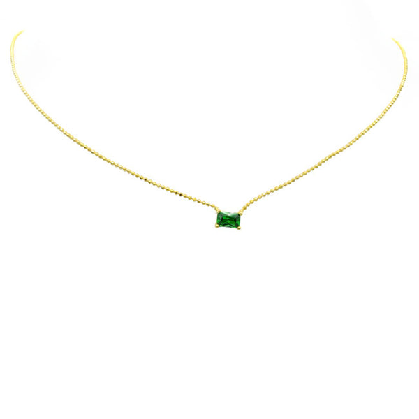 Sterling Silver Gold Plated CZ Baguette Necklace