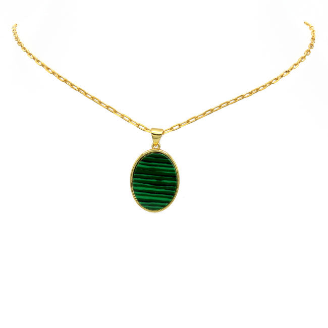 Gold Filled Malachite Pendant Necklace